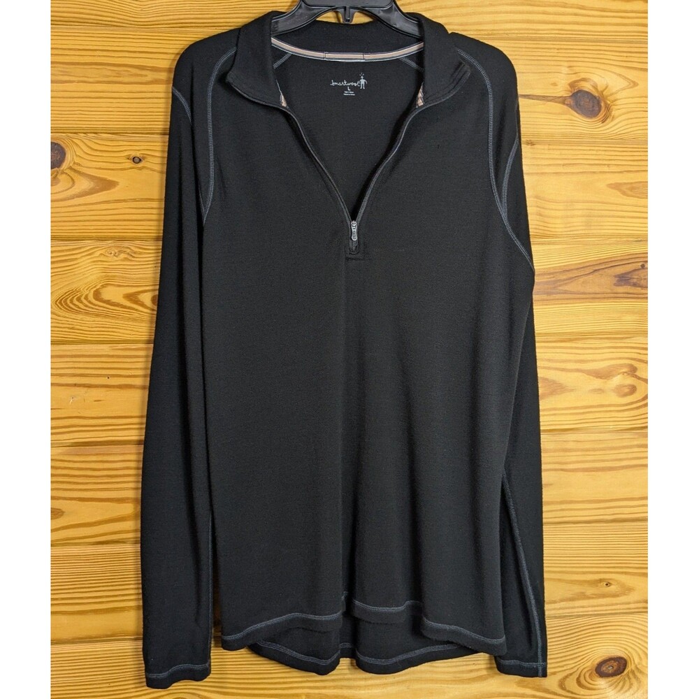 SmartWool Merino Wool Black 1/4 Zip Pullover Sweater Base Layer Men's Size Large